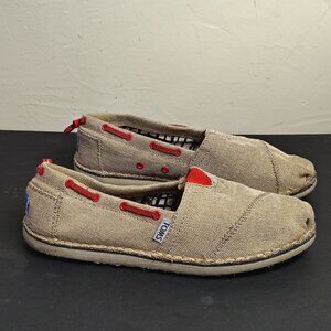 Toms Slip On Shoes Womens Size 7 Ivory Burlap Bimini Stitchout Boat